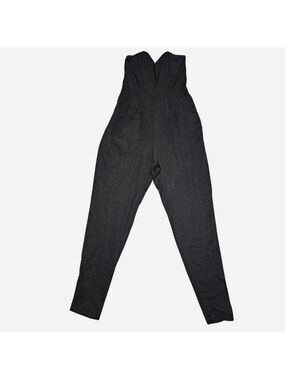 Black Strapless Sweetheart Jumpsuit with Pockets